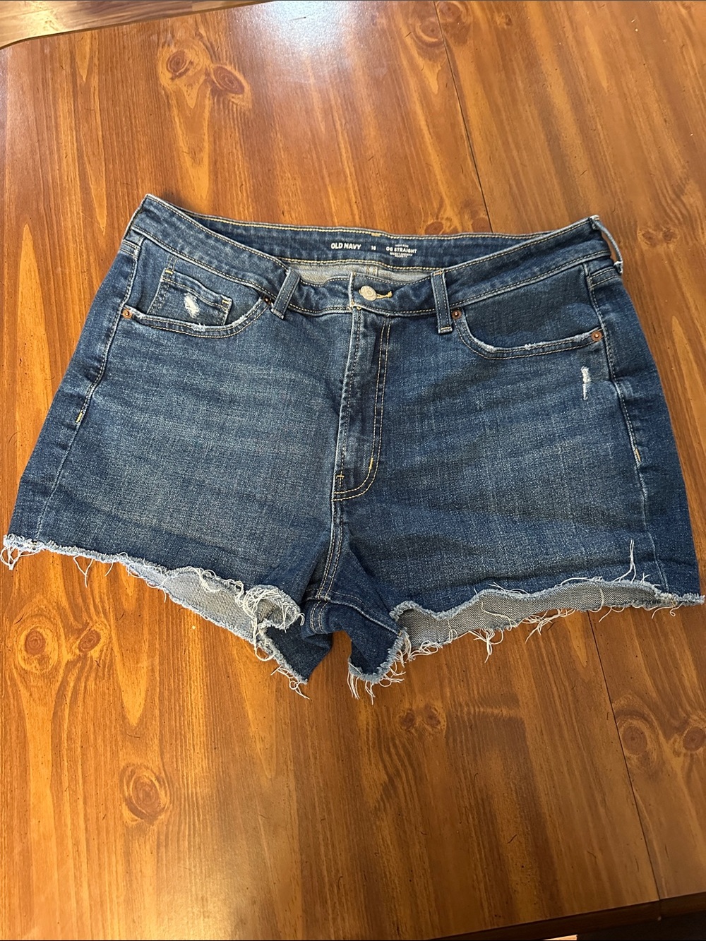 Old Navy Dark Blue Distressed Denim Jean Shorts